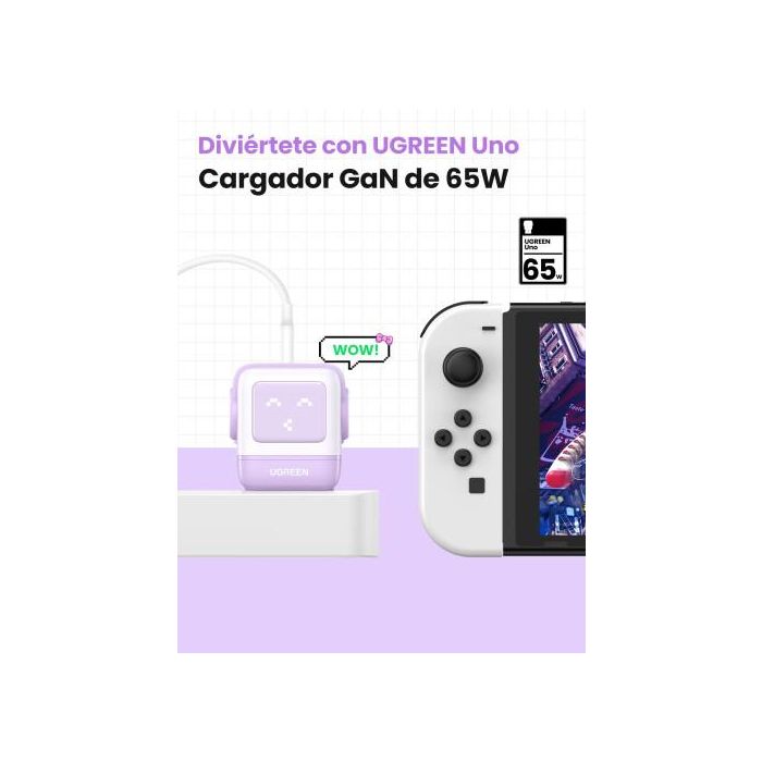 UGREEN 35291 Cargador Nexode RG 65W GaN 3 Puertos USB C/A Carga Rápida, Pantalla LED, Rosa UGREEN 35291 Cargador Nexode RG 65W GaN 3 Puertos USB C/A Carga Rápida, Pantalla LED, Rosa
