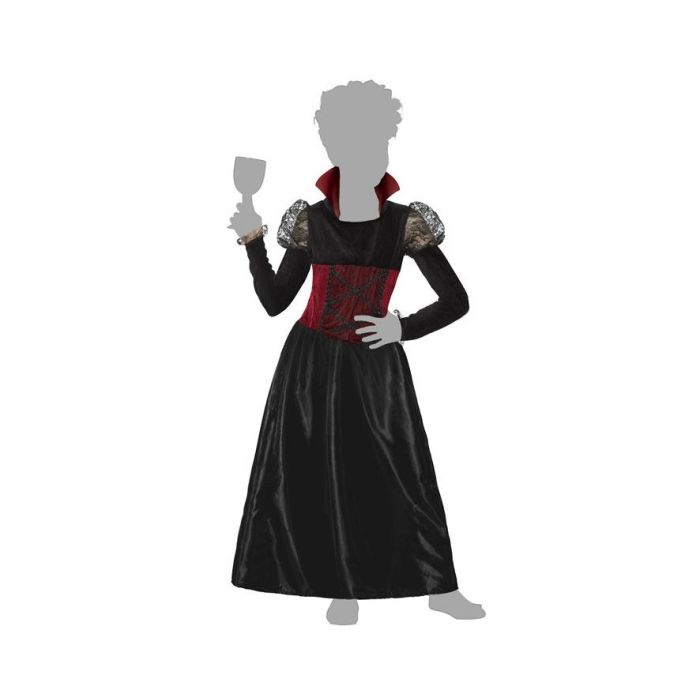 Disfraz de Vampiresa Niña Infantil Halloween 10-12 Años - Vestido con Cuello Alto y Hombros Semitransparentes 4