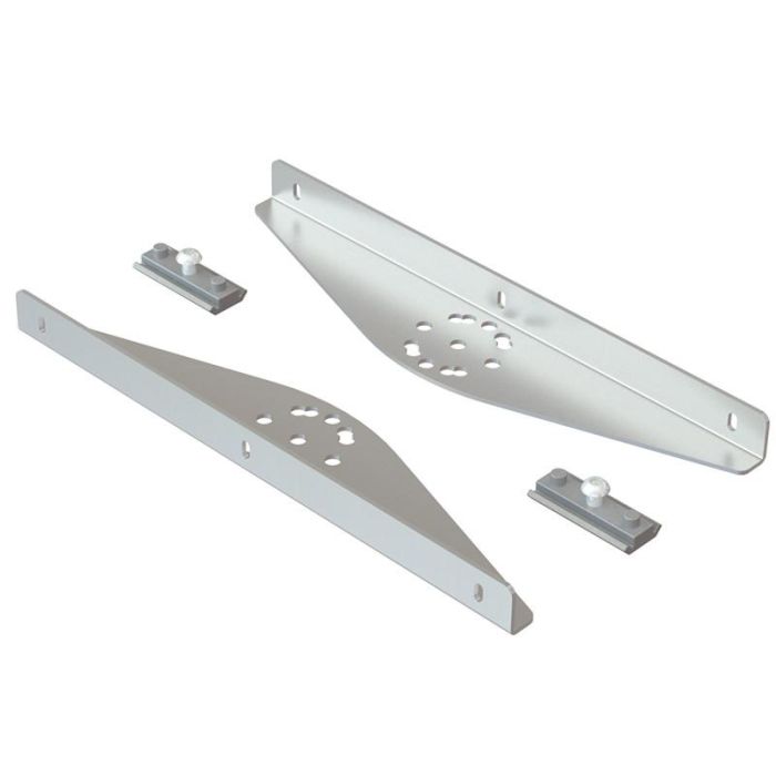 Herrajes Alk Soportes para Estante Regulable, Juego de 2, Hierro Acabado Aluminio RAL 9006, Largo 358mm, 5 Posiciones