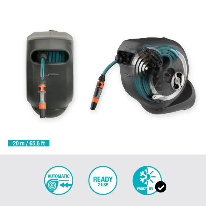 Gardena Enrollador de Manguera Automático de Pared RollUp M 20 m con Borde Blanco 1
