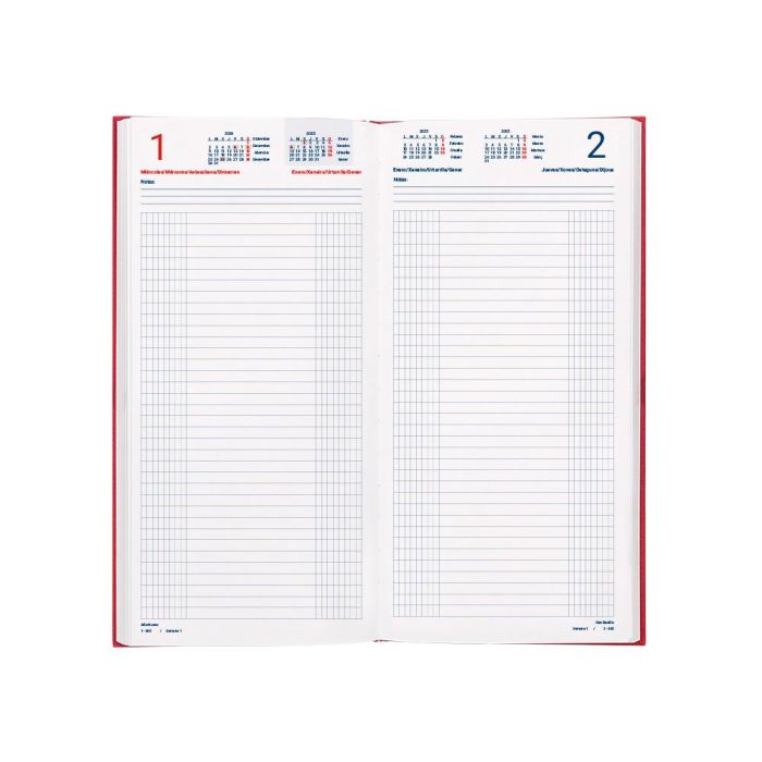 Dietario Liderpapel 2025 Dos Tercios 15x30,5 cm Color Rojo Papel 70 gr 1