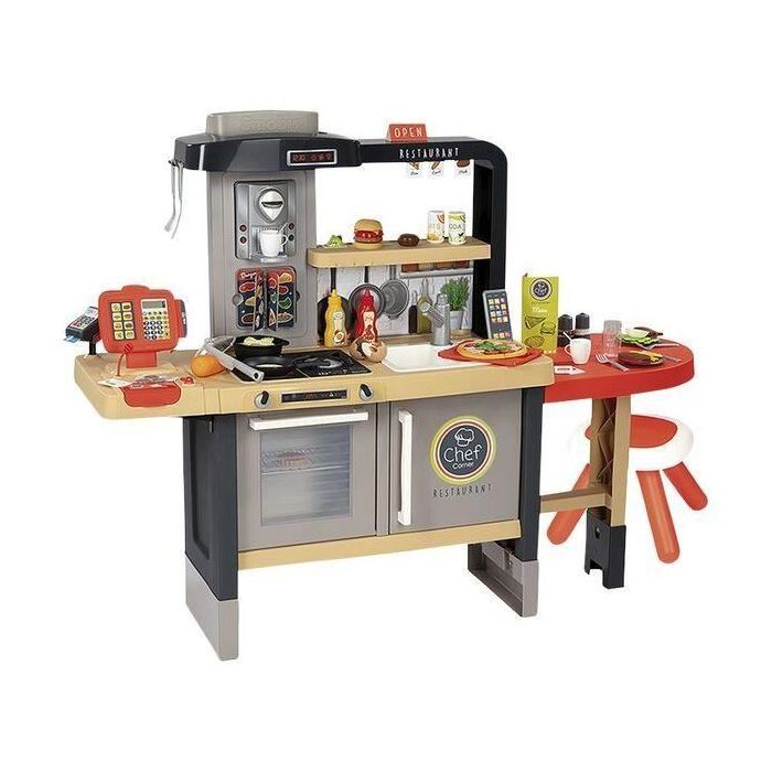 Smoby - Cocina Restaurante Chef - Comedor 3 zonas de juego - 70 accesorios incluidos - L76xA24xP82 - Edad 3 Smoby - Cocina Restaurante Chef - Comedor 3 zonas de juego - 70 accesorios incluidos - L76xA24xP82 - Edad 3