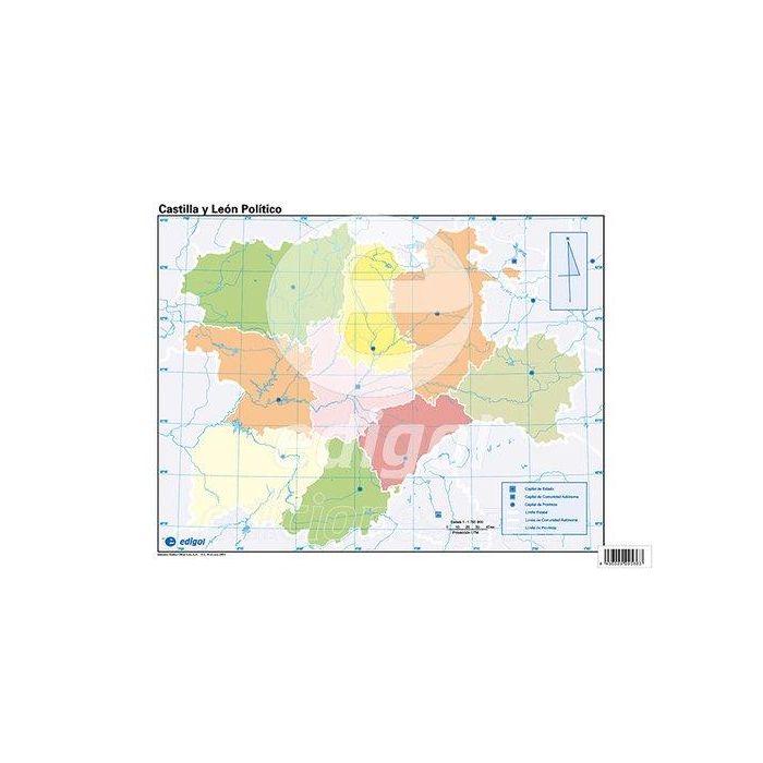 Mapa Mudo Edigol Color Politico Castilla-Leon (Set de 50)