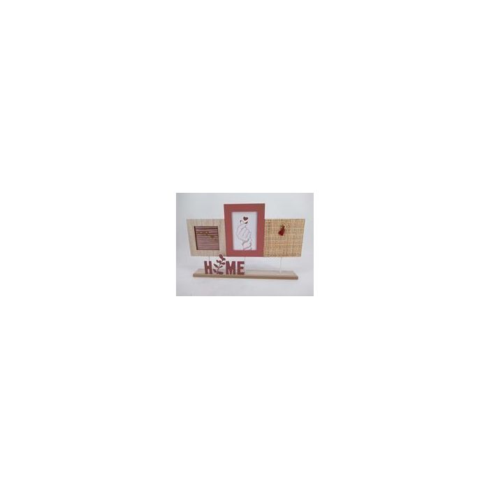 DKD Home Decor Juego de 4 Marcos Multifoto Shabby para 2 Fotos, de MDF y Cristal, Rosa Natural, 42x27x5 cm
