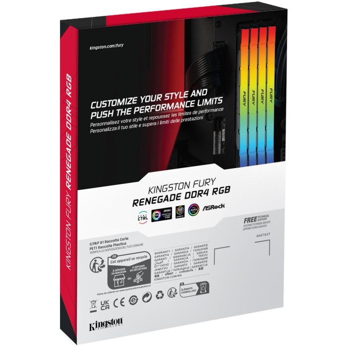 Kingston FURY Renegade RGB 64GB DDR4 3600MT/s CL18 DIMM Kit de 2 para PC 22 Kingston FURY Renegade RGB 64GB DDR4 3600MT/s CL18 DIMM Kit de 2 para PC 22