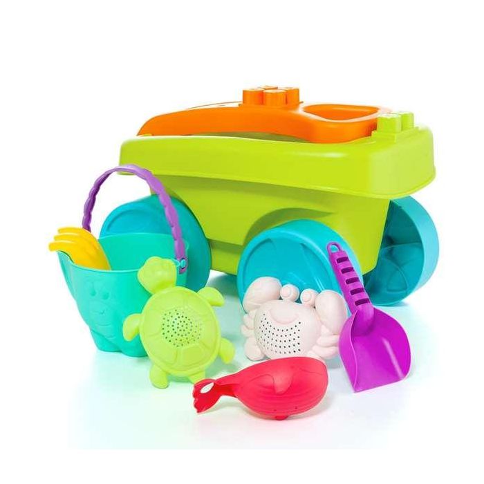 Carro playa con asa plegable y zona para construir. incluye accesorios de playa. incluye 6 piezas. 4 Carro playa con asa plegable y zona para construir. incluye accesorios de playa. incluye 6 piezas. 4