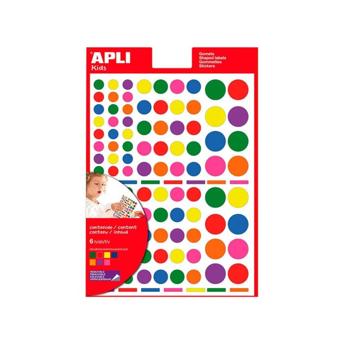 Gomets Apli Autoadhesivo Formas Surtidas Multicolor Blister De 6 Hojas 1