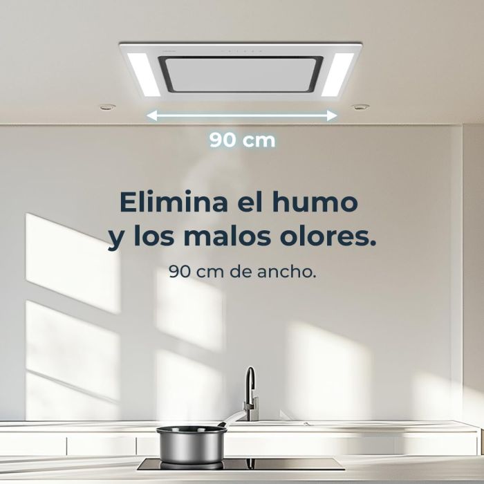 Cecotec Campana Convencional Integrable Bolero Flux TIR 908000 Blanco Cristal 90cm A++ 17