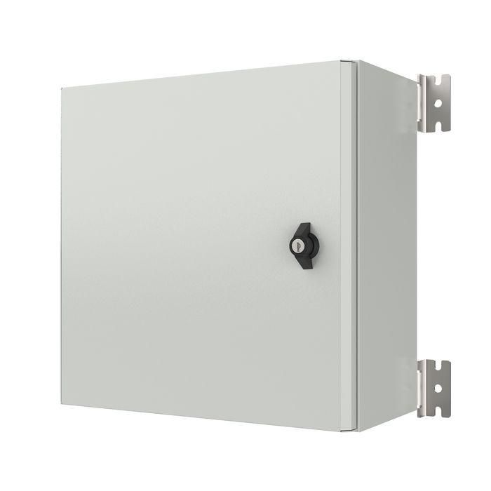 Lanview Wall-Box IP65 con placa de montaje, 400x400x200mm, resistente al agua y polvo, RAL7035