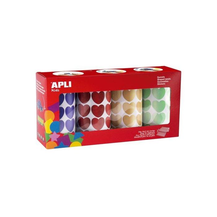 Gomets Apli Rollo Corazones 20 Mm Pack De 4 (Col. Met.) (19718)