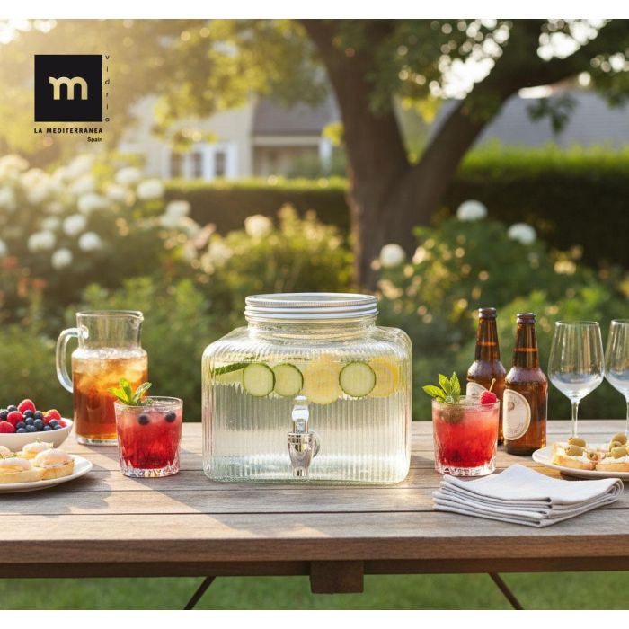 Inde Tarro Dispensador Frigo de Vidrio 3.5 Litros La Mediterran, 19 x 19 x 16.5 cm (6 Unidades)