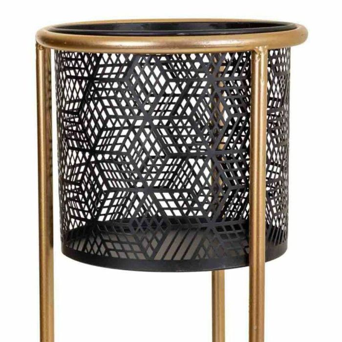 Macetero Alexandra House Living Negro Dorado Metal 23 x 60 x 23 cm Con soporte 2