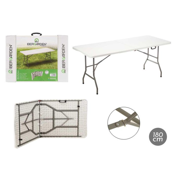 Ibergarden Mesa Plegable Rectangular Resina y Metal 180x70 cm Blanca 0 Ibergarden Mesa Plegable Rectangular Resina y Metal 180x70 cm Blanca 0
