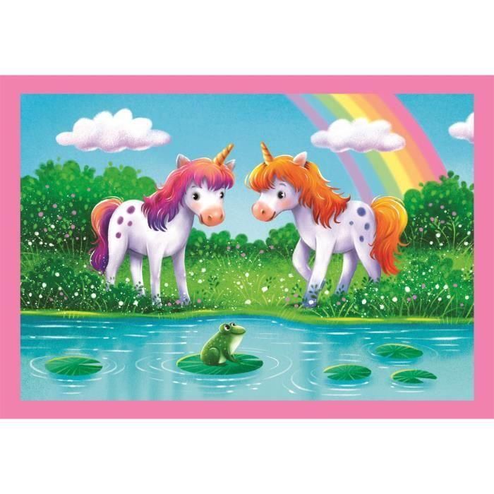 Clementoni CLE8005125217403 Puzzle 4 en 1 Un día con unicornios 2