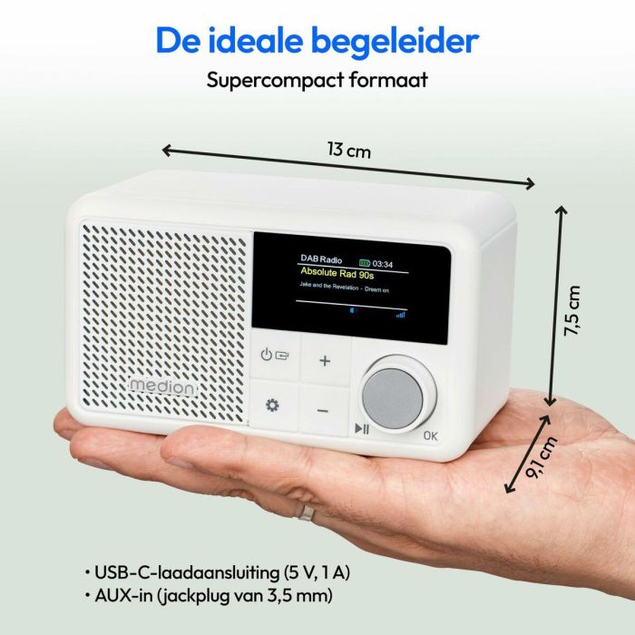 Medion AAAQH12607 Mini Radio DAB/FM Mono 2W RMS Blanco 2