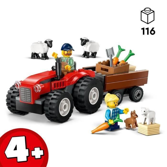 Juego de consrtruccion tractor rojo con remolque y oveja lego city 1 Juego de consrtruccion tractor rojo con remolque y oveja lego city 1