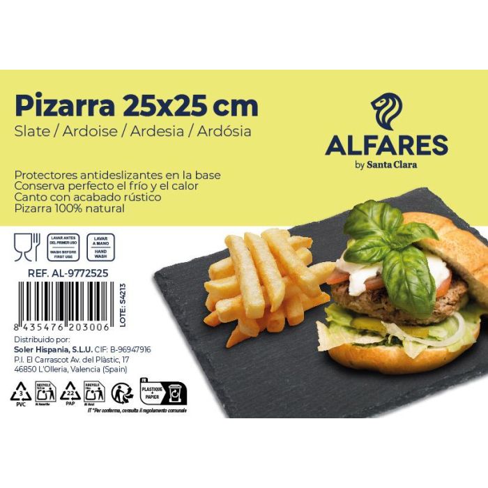 Santa Clara Plato Pizarra 25 cm x 25 cm "Alfares" (12 Unidades) 4