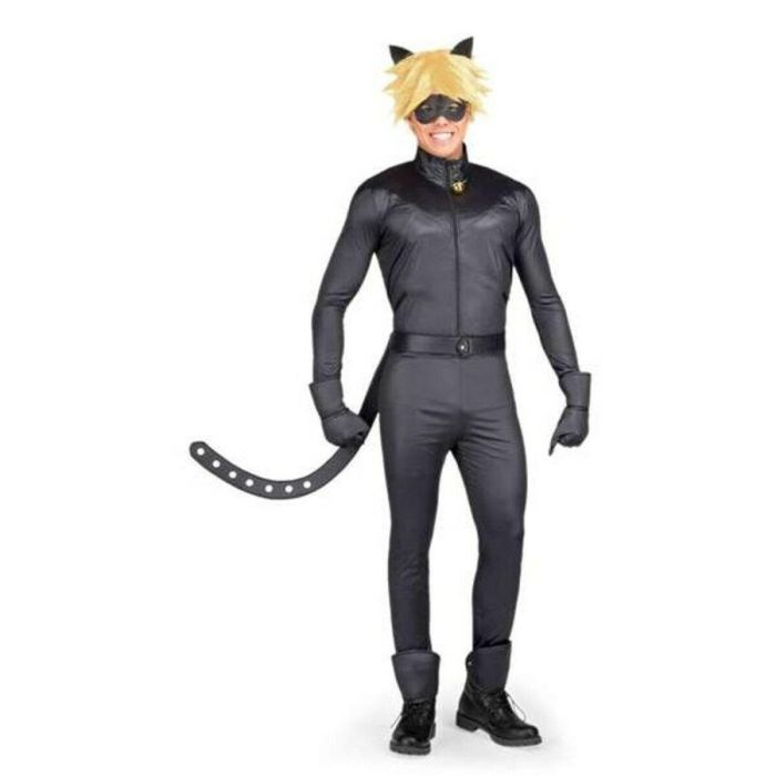 Disfraz adulto cat noir( chaqueta , pantalón, cinturón, guantes, antifaz, peluca y anillo). talla m/l