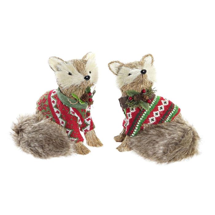 Figura Navidad Alpina DKD Home Decor Marron Rojo 18 x 21 x 16 cm (2 Unidades)