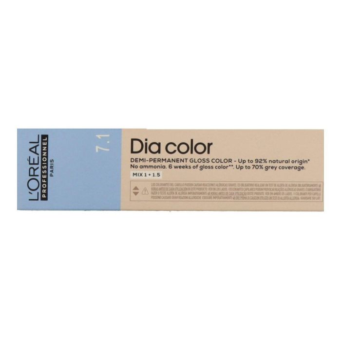 L'Oréal Dia Color 7.1 Tinte Demi-Permanente Alcalino Rubio Ceniza 60ml - Sin Amoníaco, Brillo y Cobertura Canas