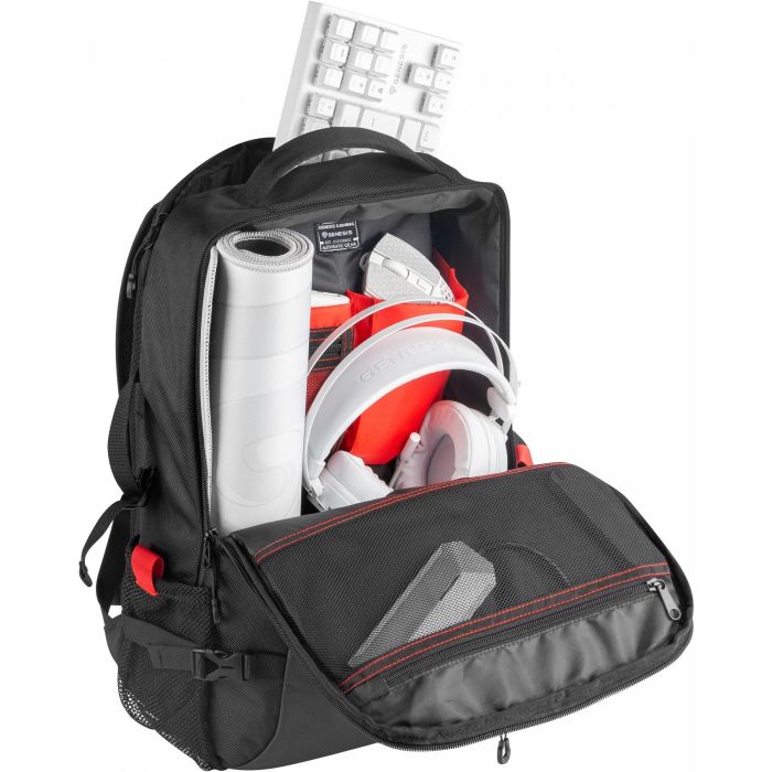 GENESIS Pallad 410 Mochila para Portátil 15.6" Universal, Impermeable, Poliéster 1680D, Senderismo Urbano Negro 8