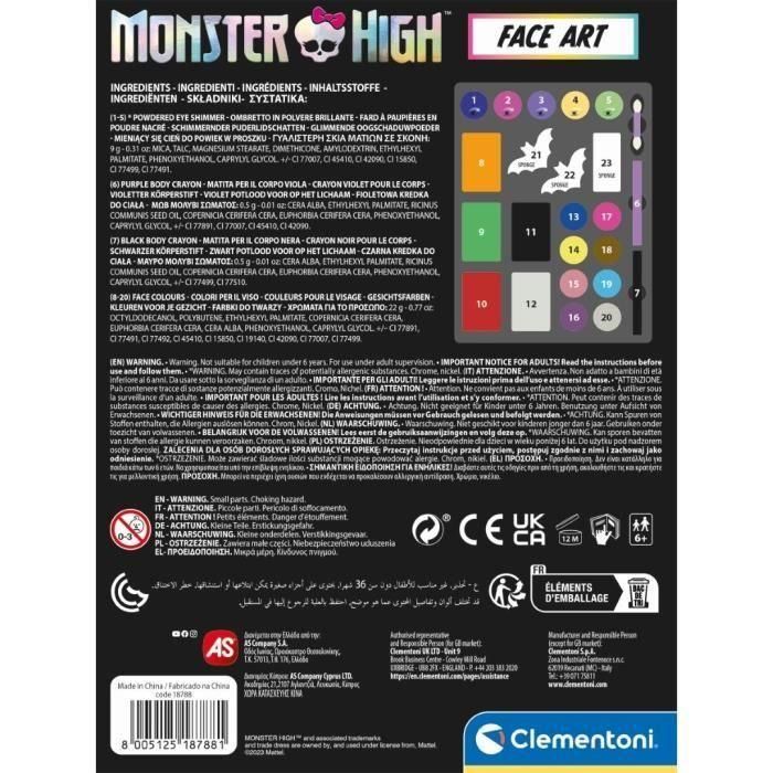 Monster High Makeup Set - Clementoni - Paleta que contiene polvos, sombras y lápices 5 Monster High Makeup Set - Clementoni - Paleta que contiene polvos, sombras y lápices 5