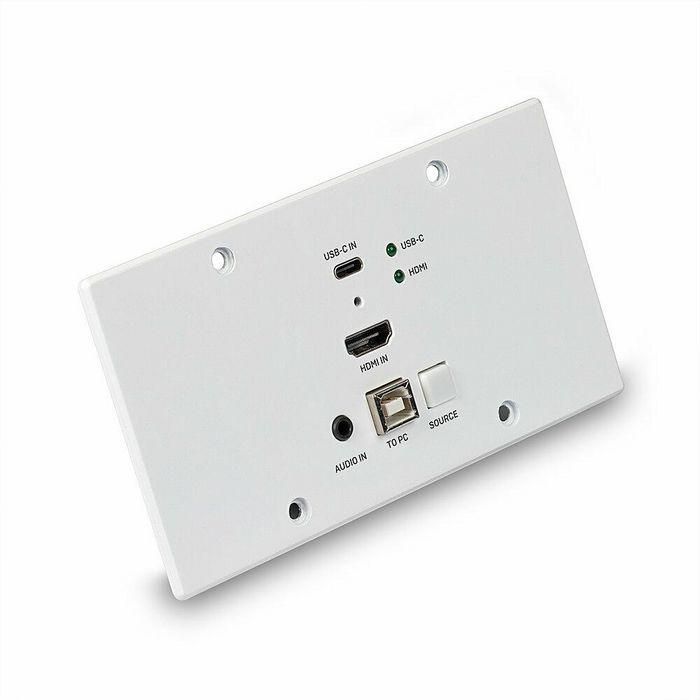 Lindy 150m Cat.6 HDMI 4K60 & Type C HDBaseT EU Wall Plate KVM Extender, Transmitter Lindy 150m Cat.6 HDMI 4K60 & Type C HDBaseT EU Wall Plate KVM Extender, Transmitter