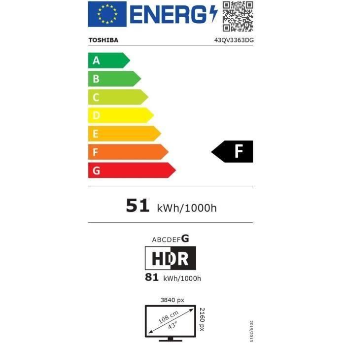 TOSHIBA 43QV3363DG - Televisor QLED de 43'' (108 cm) - 4K UHD 3840x2160 - HDR - Smart TV - 3xHDMI - WiFi 3 TOSHIBA 43QV3363DG - Televisor QLED de 43'' (108 cm) - 4K UHD 3840x2160 - HDR - Smart TV - 3xHDMI - WiFi 3