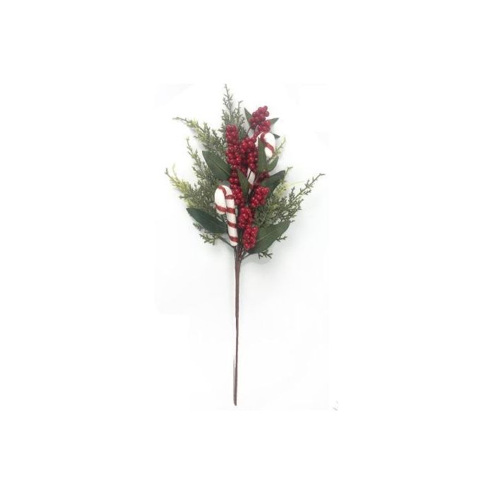 DKD Home Decor Rama de Navidad Tradicional Verde y Rojo para Decoración Navideña de PVC 56 cm (Pack 12 Unidades)