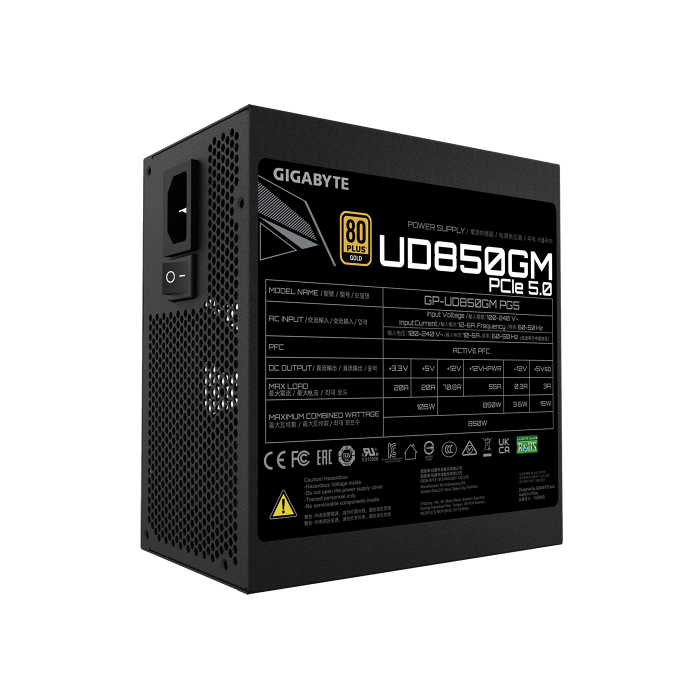 Gigabyte GP-UD850GM PG5 GEU2 Fuente Alimentación ATX 850W 80 PLUS Gold Modular para PC 4 Gigabyte GP-UD850GM PG5 GEU2 Fuente Alimentación ATX 850W 80 PLUS Gold Modular para PC 4