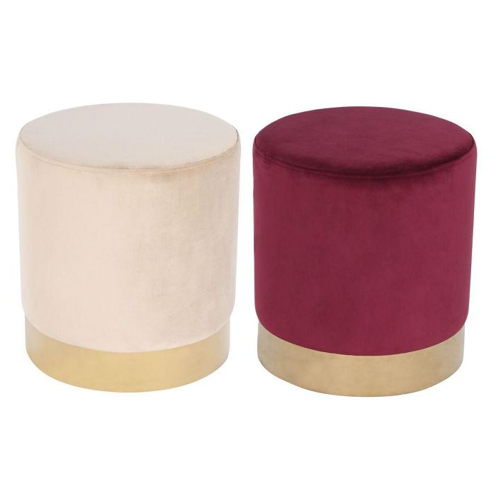Reposapiés DKD Home Decor Beige Burdeos Terciopelo 40 x 40 x 42 cm (2 Unidades) Reposapiés DKD Home Decor Beige Burdeos Terciopelo 40 x 40 x 42 cm (2 Unidades)