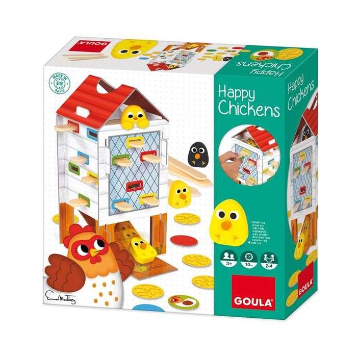 Juego habilidad happy chickens de madera goula, encuentra los pollitos retirando los palos 7