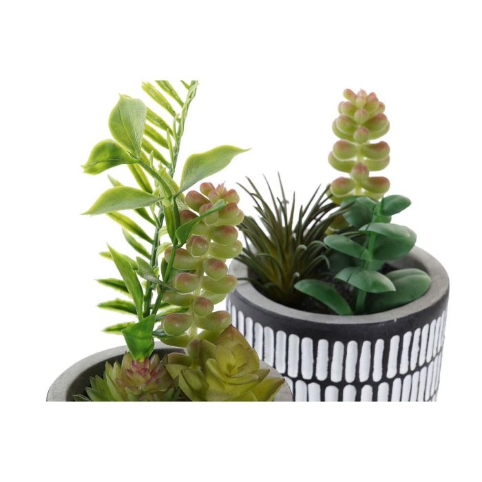 Planta Decorativa DKD Home Decor Cerámica Negro Polietileno Blanco Verde (7 x 7 x 19 cm) (2 Unidades) 1