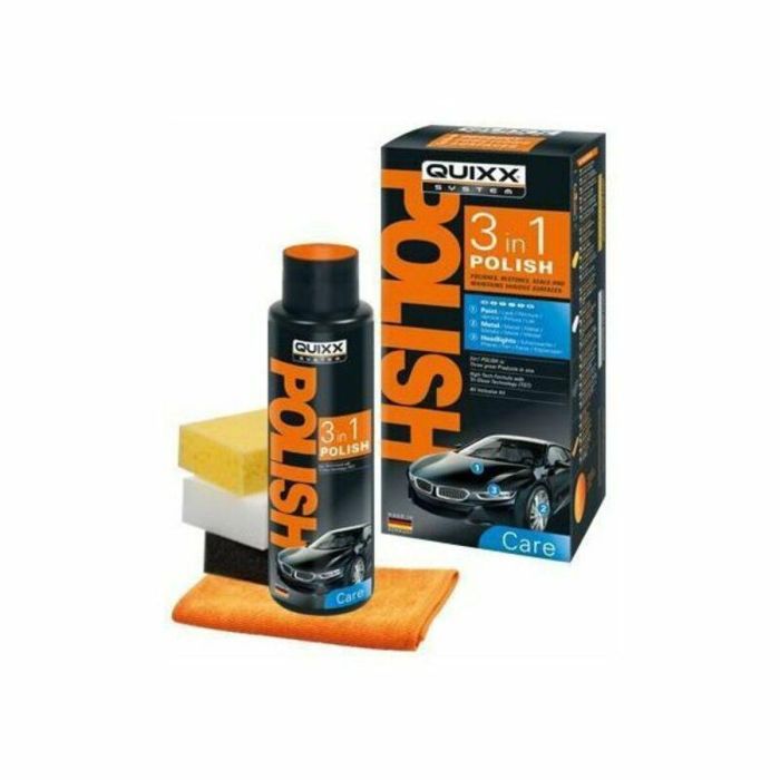 Quixx QQ10103 Abrillantador 3 en 1 para coche, pintura, metal y plástico. Restaura, protege y da brillo intenso. Kit 500 ml 1 Quixx QQ10103 Abrillantador 3 en 1 para coche, pintura, metal y plástico. Restaura, protege y da brillo intenso. Kit 500 ml 1