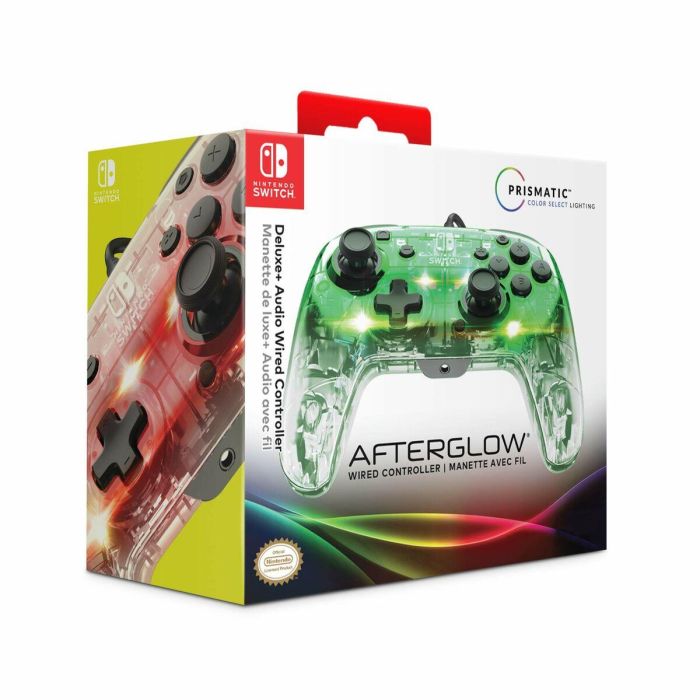 PDP Controlador Prismatic Afterglow con Cable para Nintendo Switch, Iluminación LED, Audio y Chat 3.5mm, Controles Integrados 4