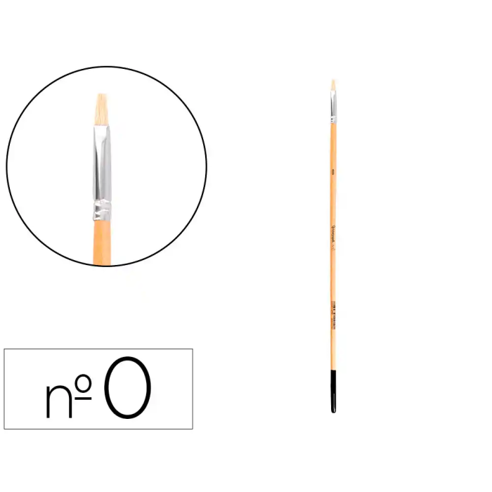 Liderpapel Pincel Óleo y Acrílica N° 0 Punta Plana Cerdas Certificado FSC