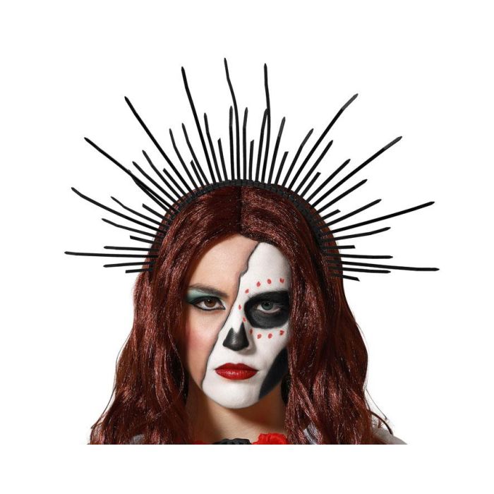 Tiara Negra Con Puntas Para Disfraz De Catrina Y Día De Los Muertos