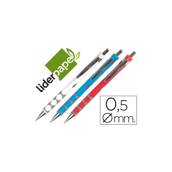 Liderpapel Portaminas Diamond 0,5 mm con Goma y Sujeción Soft Colores Surtidos