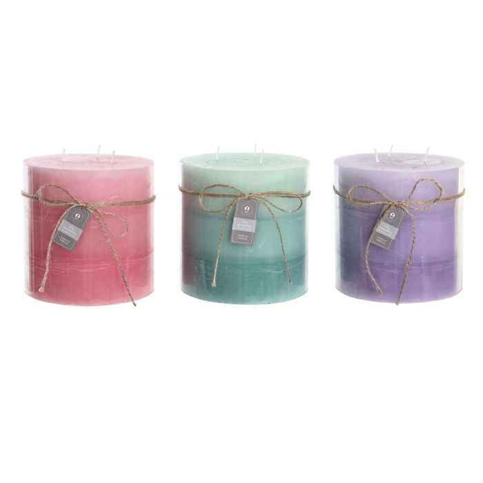 Vela Basicos DKD Home Decor Lila Rosa 15 x 15 x 15 cm (3 Unidades)