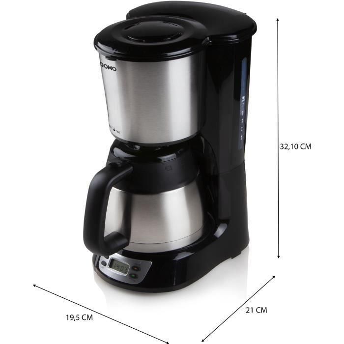 Cafetera de filtro - DOMO - DO709K - 1000 W - 1 L - 8 tazas - Pantalla LCD - Temporizador 24 horas - Acero inoxidable 3 Cafetera de filtro - DOMO - DO709K - 1000 W - 1 L - 8 tazas - Pantalla LCD - Temporizador 24 horas - Acero inoxidable 3