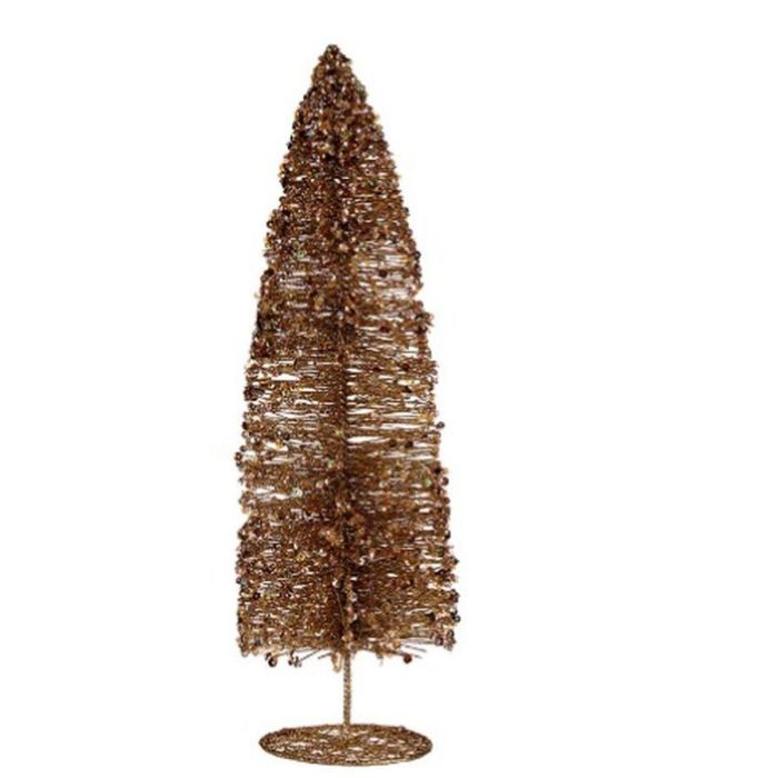 Figura Decorativa Árbol de Navidad Lentejuelas Dorado 10 x 41 x 10 cm (6 Unidades) 1