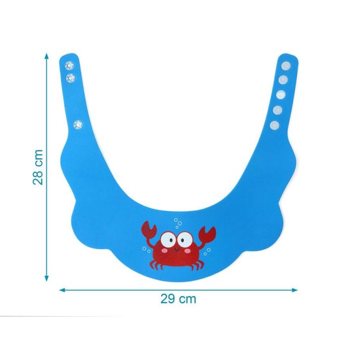 KioKids Visera Antilágrimas Baño para Bebé Cangrejo, Protección Impermeable de Ojos y Orejas, Material EVA Azul, Ajustable +9 meses 3