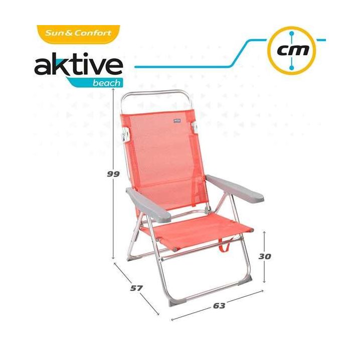 Color Baby Silla Playa Plegable Aluminio Flamingo 5 Posiciones Textilene 48x57x99 cm 6