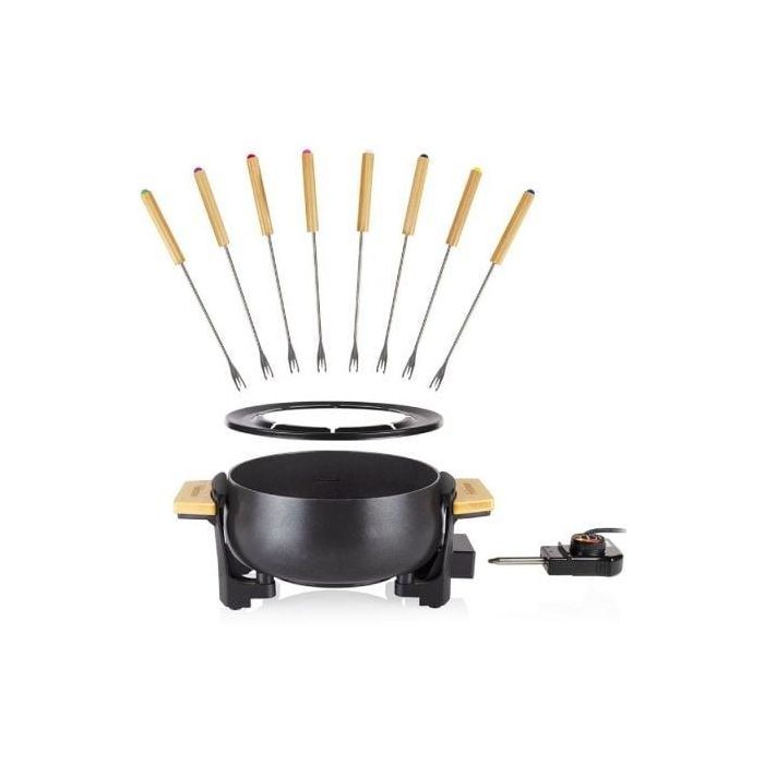 Tristar FO-1108 Fondue Eléctrica de Bambú 1000W con 8 Tenedores, Olla Antiadherente de 1.5L para 8 Personas, Termostato Regulable 2 Tristar FO-1108 Fondue Eléctrica de Bambú 1000W con 8 Tenedores, Olla Antiadherente de 1.5L para 8 Personas, Termostato Regulable 2