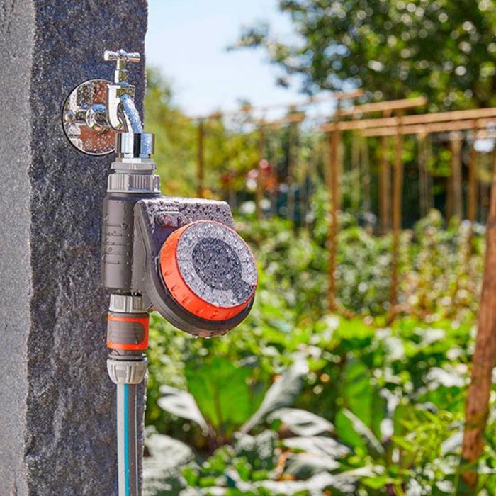 Gardena Programador de Riego Analógico Easy con 17 Programas Preestablecidos y Función Manual, Gris/Naranja