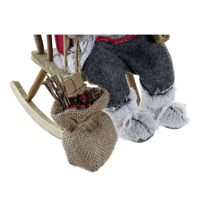 DKD Home Decor Figura Navidad Alpina Gris Marron Poliester Madera 25 x 35 x 23 cm 2
