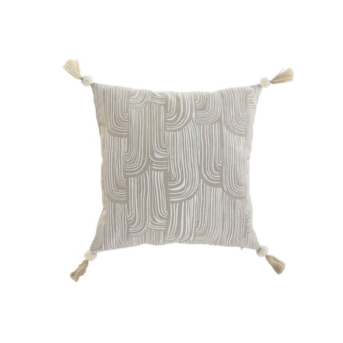 Cojin Boho DKD Home Decor Beige Blanco 45 x 45 cm