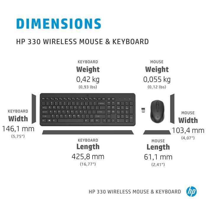 HP 330 Wireless Mouse and Keyboard Combination 3 HP 330 Wireless Mouse and Keyboard Combination 3