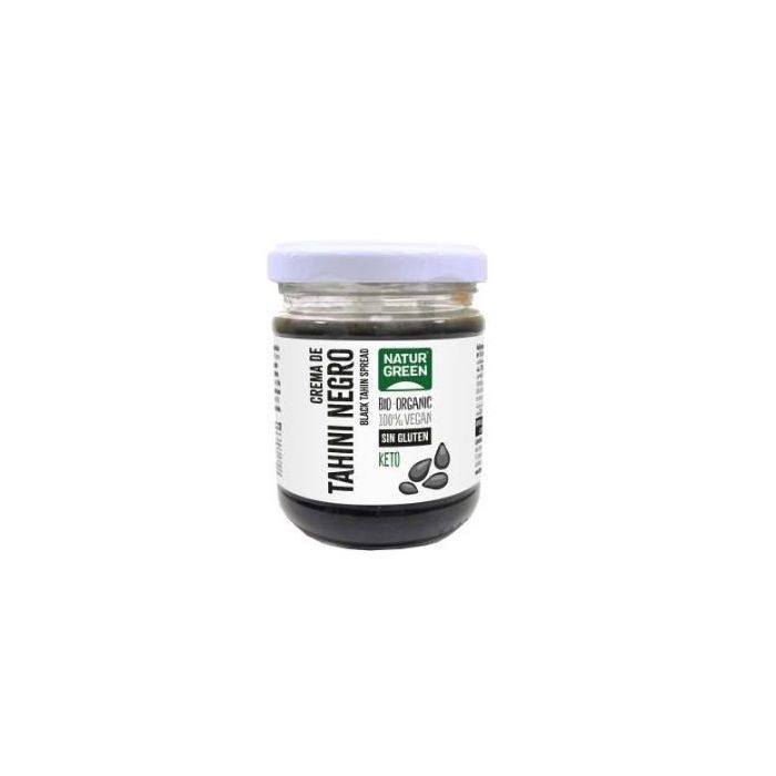 NATURGREEN Tahín Negro de Sésamo Tostado Ecológico 180g Sin Gluten Sin Lactosa para Recetas y Consumo Directo