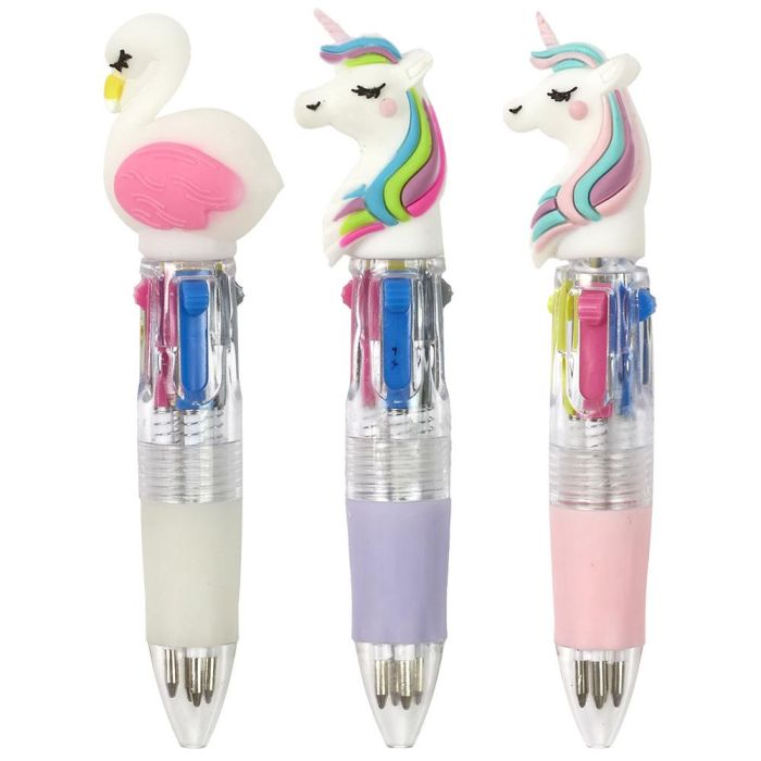 Jeux 2 momes Mini Bolígrafo 4 Colores My Funny Papet Cisne Unicornio Pastel Lila 2